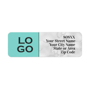 Aangepaste Logo op Aqua en White Marble Etiket