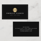 Aangepaste logo op gouden gradiëntcirkel zwart visitekaartje (Voorkant / Achterkant)
