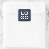 Aangepaste Logo op Navy Blue met Lijst Vierkante Sticker (Tas)