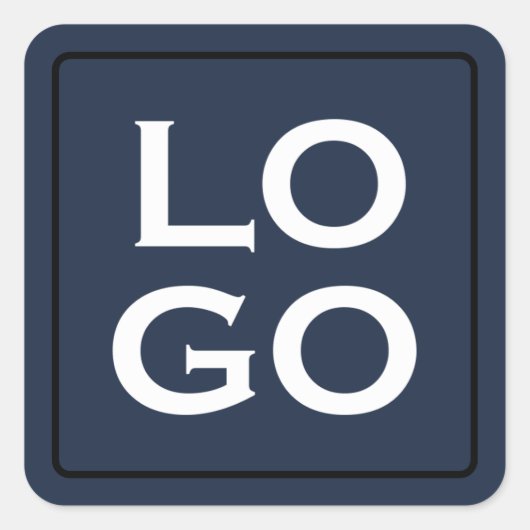 Aangepaste Logo op Navy Blue met Lijst Vierkante Sticker (Voorkant)