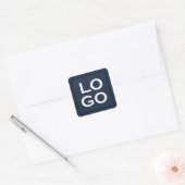 Aangepaste Logo op Navy Blue met Lijst Vierkante Sticker (Envelop)