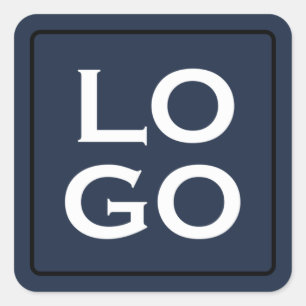 Aangepaste Logo op Navy Blue met Lijst Vierkante Sticker