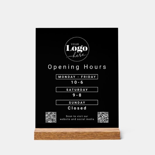 Aangepaste Logo Openingstijden aanrecht Acryl Bord (Voorkant)
