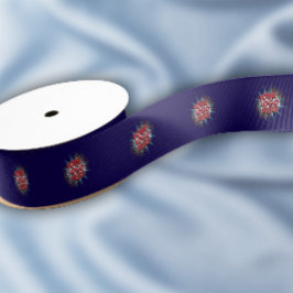 Aangepaste Logo Patroon Blauw Promotie 1.5" Grosgrain Lint