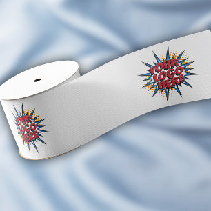 Aangepaste Logo Patroon Wit Promotie 3" Grosgrain Lint