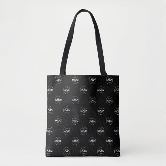Aangepaste Logo Pattern Black Promotionele Canvas Draagtas (Voorkant)