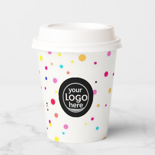 Aangepaste Logo Polka Dot Paper Cup 8oz Papieren Bekers (Voorkant)