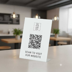 Aangepaste Logo Professional Bezoek Website QR Cod Reclamebord Met Voetstuk