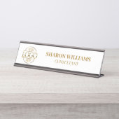 Aangepaste Logo | Professionele minimalist voor wi Bureau Naambordje (Voorkant)