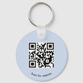Aangepaste Logo, QR-code en tekst, Baby Blue Sleutelhanger (Achterkant)