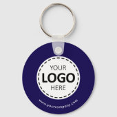Aangepaste Logo, QR-code en tekst, donkerblauw Sleutelhanger (Voorkant)