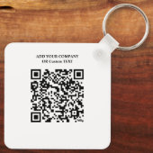 Aangepaste logo, QR-code en tekst dubbelzijdig wit Sleutelhanger (Achterkant)