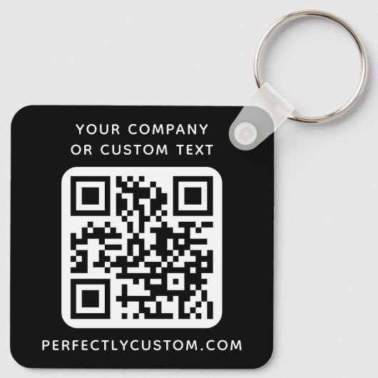Aangepaste logo, QR-code en tekst dubbelzijdig zwa Sleutelhanger (Achterkant)