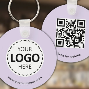 Aangepaste Logo, QR-code en tekst, Paarse lavendel Sleutelhanger