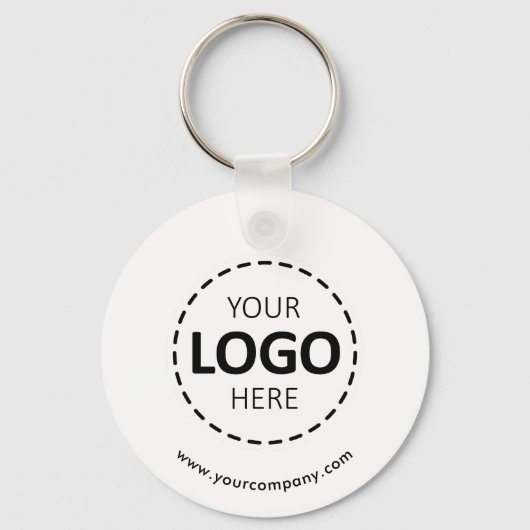 Aangepaste Logo, QR-code en tekst, Wit Sleutelhanger (Voorkant)