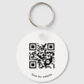 Aangepaste Logo, QR-code en tekst, Wit Sleutelhanger (Achterkant)