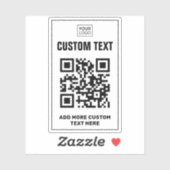 Aangepaste logo, QR-code en tekstwit Sticker (Vel)
