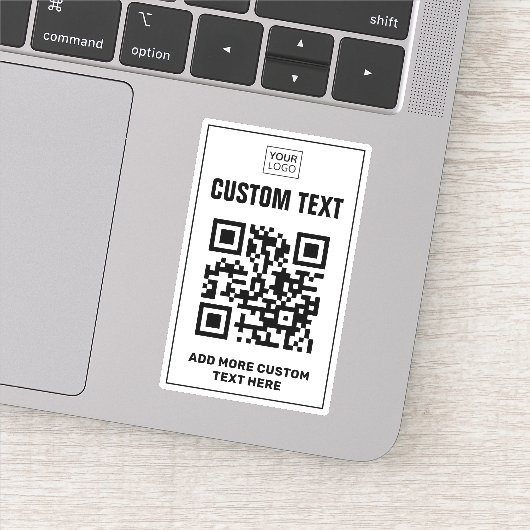 Aangepaste logo, QR-code en tekstwit Sticker (Detail)