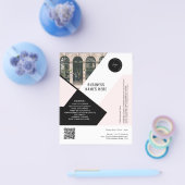 Aangepaste logo QR-code foto roze eenvoudig profes Flyer (Enkel)