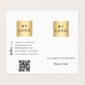 Aangepaste logo Qr code foto social media wit Visitekaartjes (Buitenkant ongevouwen)