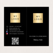 Aangepaste logo Qr code foto social media zwart Visitekaartjes (Buitenkant ongevouwen)