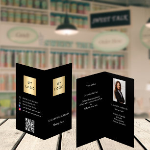 Aangepaste logo Qr code foto social media zwart Visitekaartjes