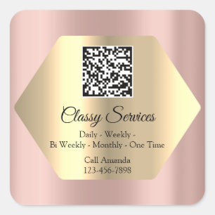 Aangepaste Logo QR-code Gold Lijst Naam Roos Vierkante Sticker