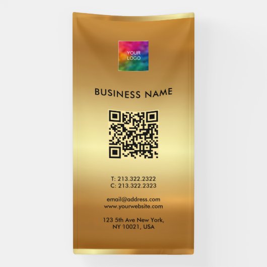 Aangepaste Logo QR Code Gold Outdoor Vertical Spandoek (Verticaal)
