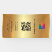 Aangepaste Logo QR Code Gold Outdoor Vertical Spandoek (Horizontaal)