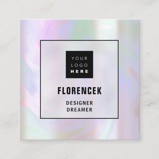 Aangepaste Logo QR CODE Holographic Shop Holograph Vierkante Visitekaartje (Voorkant)