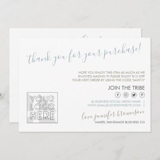 Aangepaste logo QR-code Kandle Care Instruction Bedankkaart (Voorkant / Achterkant)