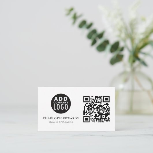 Aangepaste Logo QR-code minimalistisch Visitekaart Visitekaartje (Staand voorkant)