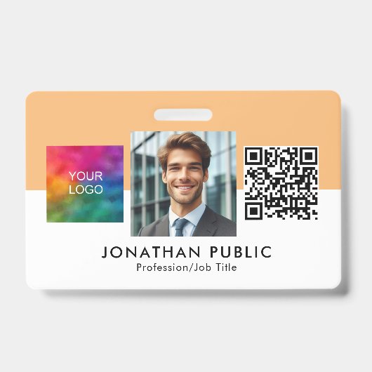 Aangepaste Logo QR-code Personeelsfoto ID-kaart Badge (Voorzijde)