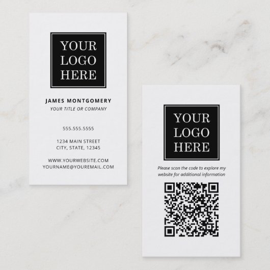 Aangepaste Logo QR-code Professioneel Visitekaartje (Voorkant / Achterkant)
