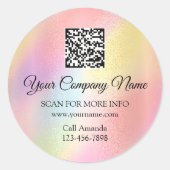 Aangepaste Logo QR-code Promotie Roos Pastels Ronde Sticker (Voorkant)