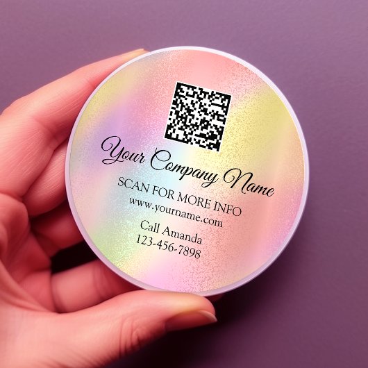 Aangepaste Logo QR-code Promotie Roos Pastels Ronde Sticker
