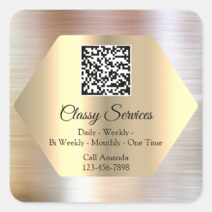 Aangepaste Logo QR-code Promotie Scan it Roos Gold Vierkante Sticker