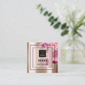 Aangepaste Logo QR CODE Roos Gold Formed Floral Vierkante Visitekaartje (Staand voorkant)