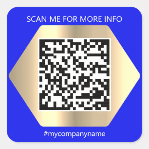 Aangepaste Logo QR-code Scan me Naam Gold Blue Vierkante Sticker