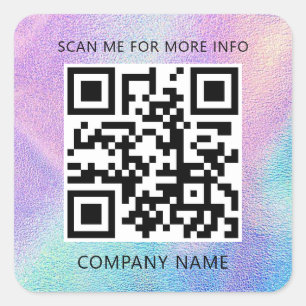 Aangepaste Logo QR-code Scan me naam holografisch  Vierkante Sticker