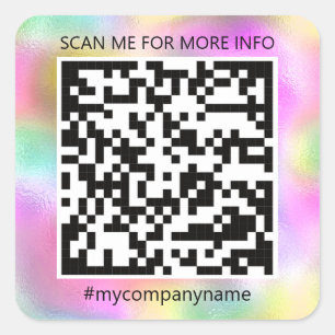 Aangepaste Logo QR-code Scan me Naam Roze Vierkante Sticker