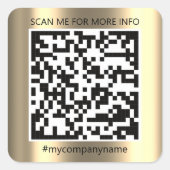 Aangepaste Logo QR-code Scan me Name Gold Vierkante Sticker (Voorkant)