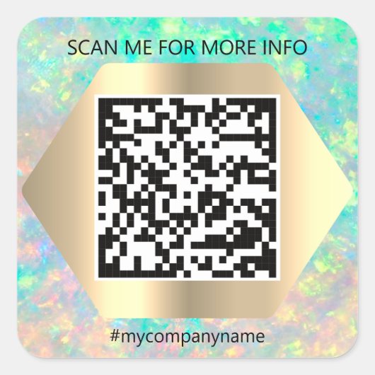 Aangepaste Logo QR-code Scan me Name Holographic Vierkante Sticker (Voorkant)