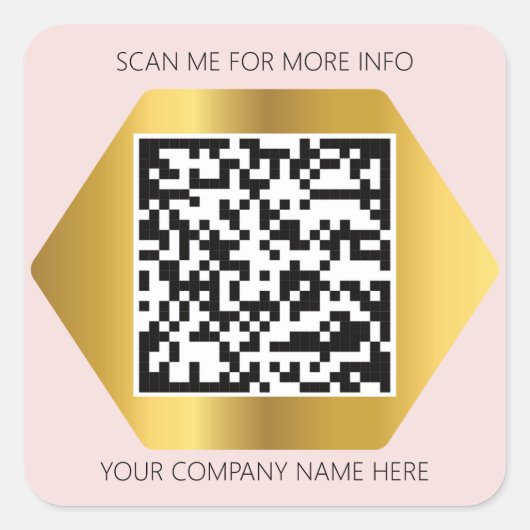 Aangepaste Logo QR-code Scannen naar roze goud Vierkante Sticker (Voorkant)