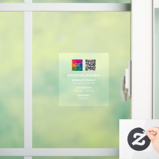 Aangepaste Logo QR Code Sjabloon Openingstijden Kl Raamsticker (Huis)