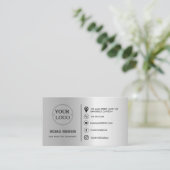 Aangepaste Logo QR Code Social Media Iconen Faux S Visitekaartje (Staand voorkant)