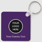 Aangepaste Logo QR Code Tekst Paarse Bedrijf Sleutelhanger (Achterkant)