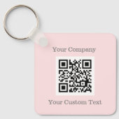 Aangepaste Logo QR Code Tekst Pink Company Sleutelhanger (Voorkant)