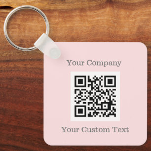 Aangepaste Logo QR Code Tekst Pink Company Sleutelhanger