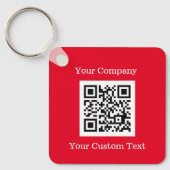 Aangepaste Logo QR Code Tekst rood bedrijf Sleutelhanger (Voorkant)